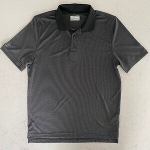 Sunice Ahtletic 3 Button SS Striped Polyester Polo Shirt Black + Grey Sz M NWOT